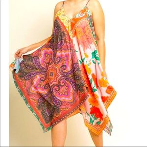 Umgee Handkerchief Floral Paisley Love Midi Dress